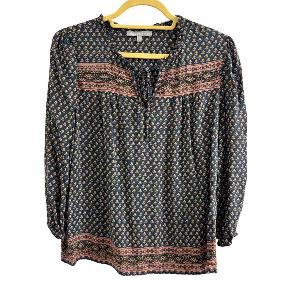 Daniel Rainn V-Neck Ditsy Print Blouse, Sz XL